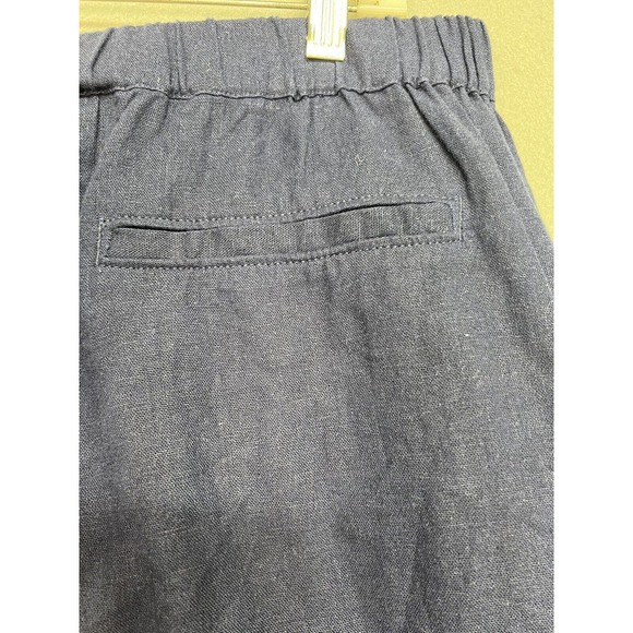 New Caslon Linen Blend Wide Leg Drawstring Waist Blue Pants Size Petite L - Picture 11 of 13